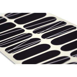 TOUGH GIRLS | 20 Exquisite Gel Nail Polish Strips w/Application Accessories - No UV/LED Lamp Required (Black Matte w/White Lines)