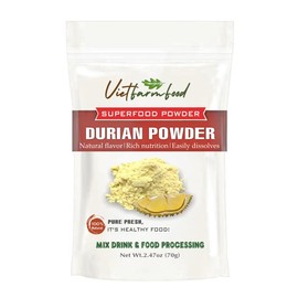 DURIAN POWDER 2.47 oz (70g) VIETFARMFOOD: Pure freeze-dried fruit powder, made from real fruit with no added sugar - Perfect for daily nutrition to keep your body full of vitality.