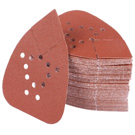 PMIQSA 100 Pieces 120 Grits Mouse Sander Paper 12 Holes Sanding Pads Hook and Loop Sander Sheets 93x135mm Sandpaper for Black and Decker Detail palm Sander Pads