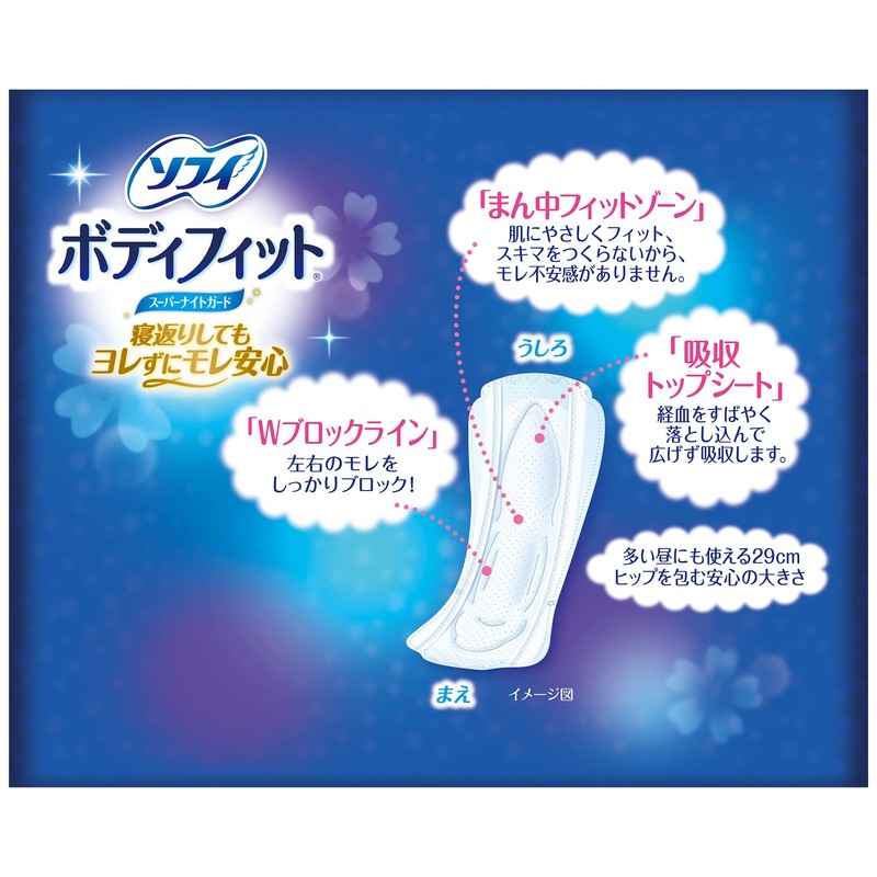 Sofy Body Fit, Super Night Guard, No Feathers, 11.4 inches