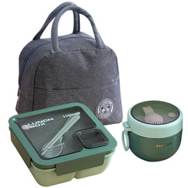 Hcojoul Bento Lunch Box, Bento Boxes Set with Bag, Utensils, Oats Container Leak-Proof Bento Lunch Box, Lunch Box for Adults, Kids, Sandwich Box Student School Office