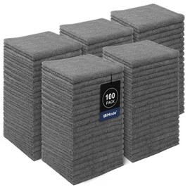 UNIMADE Washcloths Bulk - 100 Pack - Face Towels (12" x 12"), Multi-Purpose Microfiber Cleansing Cloths for Face or Body, Highly Absorbent Wash Cloths and Hand Towels with Premium Quality - Grey