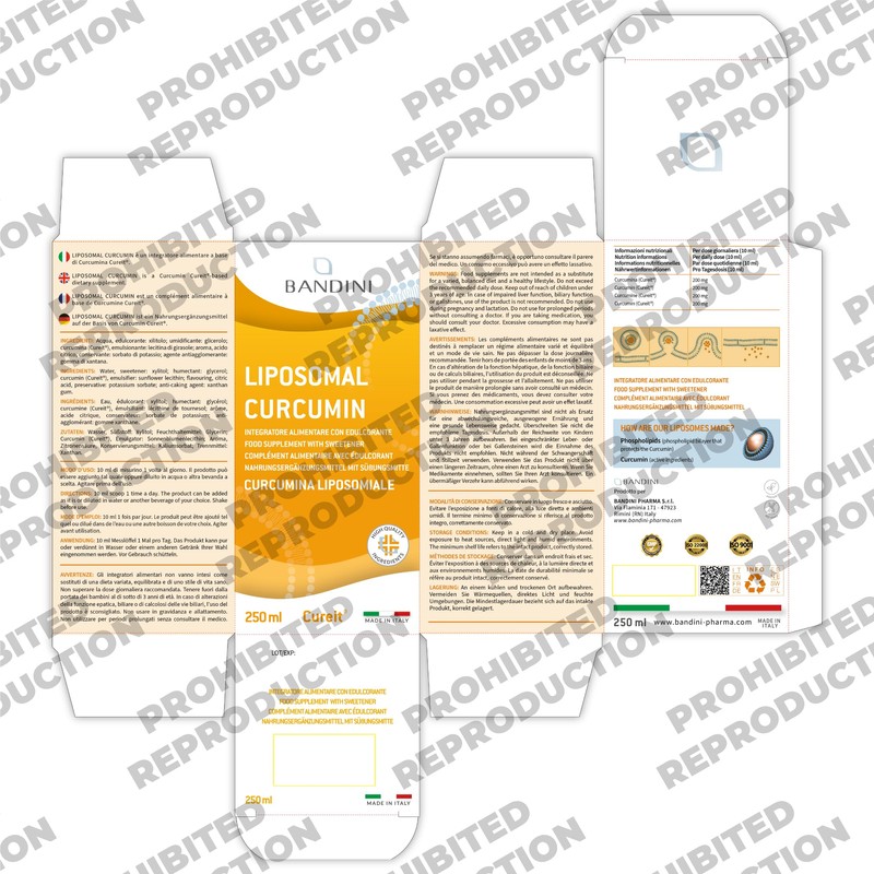 Bandini® Liposomal Curcumin Cureit® 250ml Bottle | 200mg of Curcumin