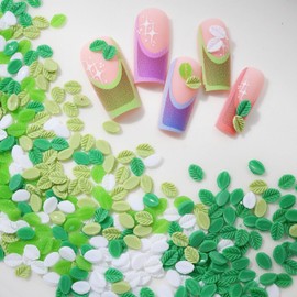 100 PCS Green Leaf Nails Charms 3D Resin Nail Art Supplies Spring Summer Green Leaf for Acrylic Nails Nail Gems and Charms Kawaii Nail Charms for Women DIY Nail Art Decoration