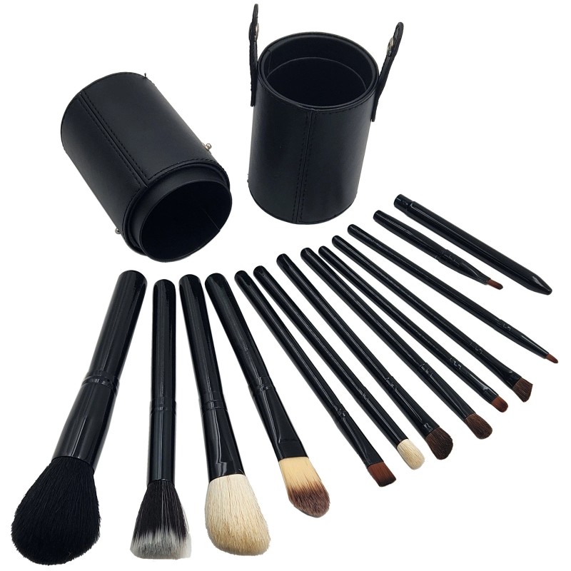 SciencePurchase 12 Piece Makeup Brush Set with Artificial Leather Cup