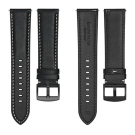 Avohome Genuine Leather Watch Band,Pueblo Cowhide,Quick Release,black,18mm,black buckle