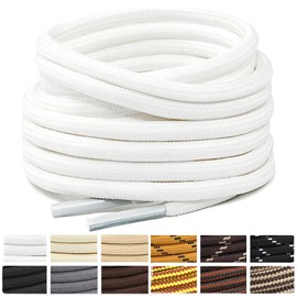 Stepace 2 Pairs (4 Pieces) Round Laces, Anti-Slip, Durable Shoelaces, Length 39.4 - 70.9 inches (100 - 180 cm), 28 Colors, Mountain Climbing Shoes, Sneakers, Shoelaces, white, 120