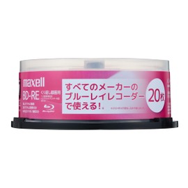 Maxell BD-RE 20 Sheets for Recording BEV25EG.20SPZ, Repeated Recording Type, 25 GB (Single Layer), Terrestrial Digital 180 Minutes, BS Digital 130 Minutes, 4K BS, CS 90 Minutes Spindle Case, Inkjet
