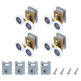 uxcell 26mm Shower Door Rollers, Sliding Shower Doors Wheels 304 Stainless Steel Top Wheels with Anti-Collision Block & Screws for Glass Doors 6mm Copper 4 Pcs
