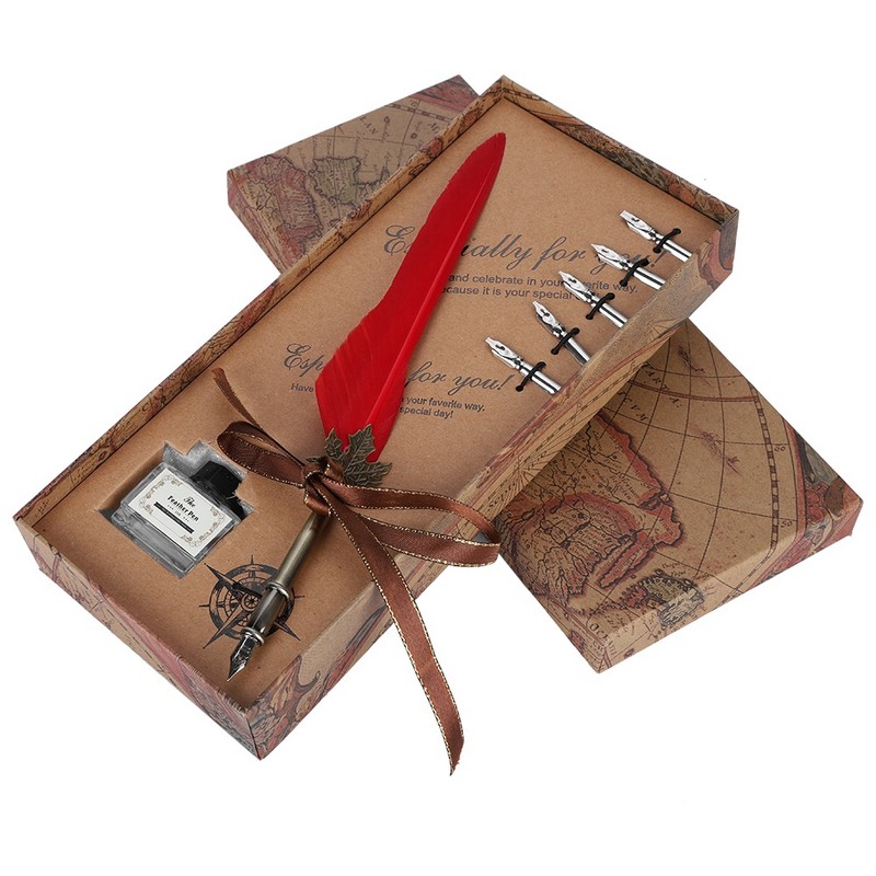European Retro Quill Alloy Feather Writing with Pen Nibs Gift