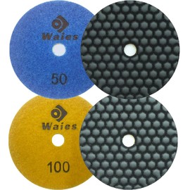 Waies 100 mm Grit 50-100 Diamond Sanding Pad for Dry Grinding Velcro Absorption for Granite Stone Concrete Marble Floor Grinder or Polisher