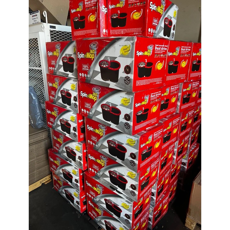 360° Spin Mop and Bucket w/wringer Set +2 Microfiber Refills