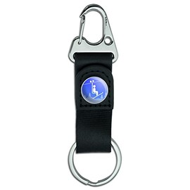 Skiing Ski Lift Symbol in Snow Keychain with Leather Fabric Belt Clip-On Carabiner