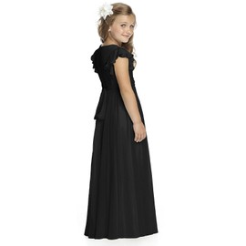 Abaowedding Fancy Chiffon Flower Girl Dresses Flutter Sleeves Junior Bridesmaid Dress(Size 12,Black)
