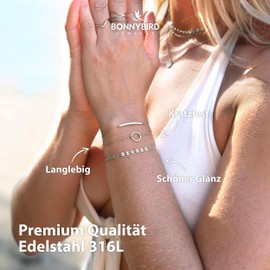 BONNYBIRD® BonnyMilano Premium Stainless Steel Bracelet Set for Women in Silver, Gold & Rose Gold, 100% Waterproof and Skin-friendly, One size, Stainless Steel, Stainless Steel