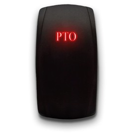 PTO - Red - Laser Etched Toggle Switch 20A 12V - Vertical Rocker Switch 5-Pin DPST