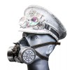 GIFTSHOP101 White Sequins Steampunk Captain Cap Kaleidoscope Goggle Silver Party