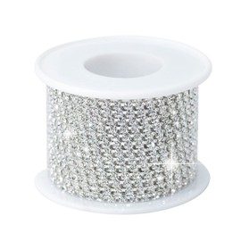 5 Yards 3MM Crystal Rhinestone Diamond Chain Trim, Rhinestones Clear Trimming Claw Chain for Crafts, Sewing, DIY, Jewelry, Wedding, Decoration (SS12/3mm, Silver)