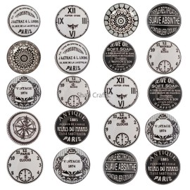 Shah Crafts.Ceramic Door Knobs Set of 20 Premium Quality Assorted Clock Designs Handmade Vintage Shabby Chic for Interior Furniture, Cabinet Cupboard Wardrobe Drawers Pulls Handles