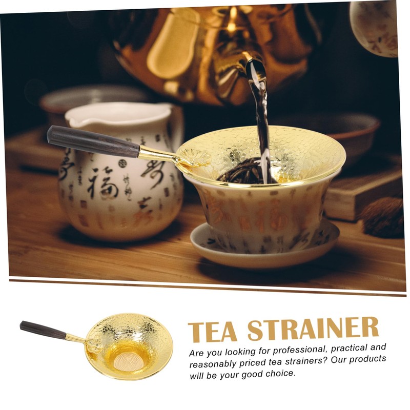 Ipetboom Copper Tea Strainer with Delicate Handle Creative Flower Shape