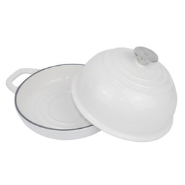 OLLAKOK Round Enameled Cast Iron Bread Oven for Sourdough Bread Baking, Enameled Cast Iron Dutch Oven Pot with Lid, 5 Quart, White