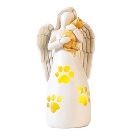 Elegondrar Cat Memorial Gifts, Angel Holding Cat Figurines, Cat Angel Statues, Loss of Cat Sympathy Gift for Cat Lovers, 6 INCH