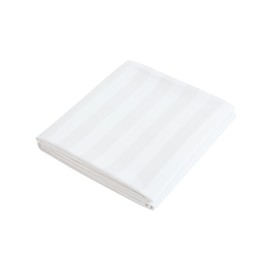 Flat Sheet Only Twin Size, 400 TC 100% Egyptian Cotton Flat Sheet Striped Satin-White Cotton Top Sheet- Wrinkle, Fade, Stain Resistant (Striped-White, Twin)