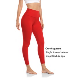 HeyNuts Pure&Plain Workout Pro/Yoga Pro 7/8 Athletic Leggings for Women, High Waisted Compression Tummy Control Pants 25'', True Red, Large