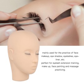 Lash Mannequin Head, 3 Layers Soft Silicone Practice Head, Realistic Looks Makeup Training Head for Salon, Massage Training