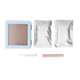 Sonogram Picture Frame 3 Folding Wood Pregnancy Baby First Photo Frame White Inkpad Blue