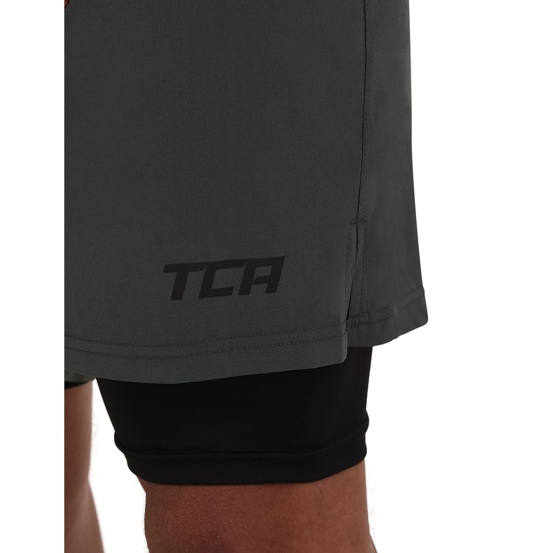 TCA Ultra Men's 2-in-1 Running Shorts with Integrated Compression Shorts