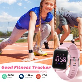 Kids Digital Watches for Boys Girls Sports Watch with Fitness Tracker Pedometer Alarm Clocks Stopwatch No App Needed Waterproof Kids Watch Gift for Teens Student Girls Boys Ages 5-14