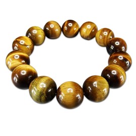 [Stone Street] Tiger Eye Large Bead Around 0.6 inch (16 mm) Round and Rear Prayer Beads Bracelet, Popular Natural Stone Tiger Eye Stone Men's LL+ Size, tiger eye, tiger-eye