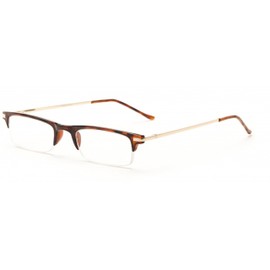 The Bishop Unisex Half Rim Browline Reading Glasses, Rectangular Half Frame Readers for Men and Women + 3.00 Brown Tortoise (Microfiber Cleaning Carrying Pouch Included)