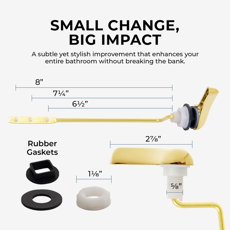 Qualihome Toilet Handle Replacement (Brass Polished, Side Mount)