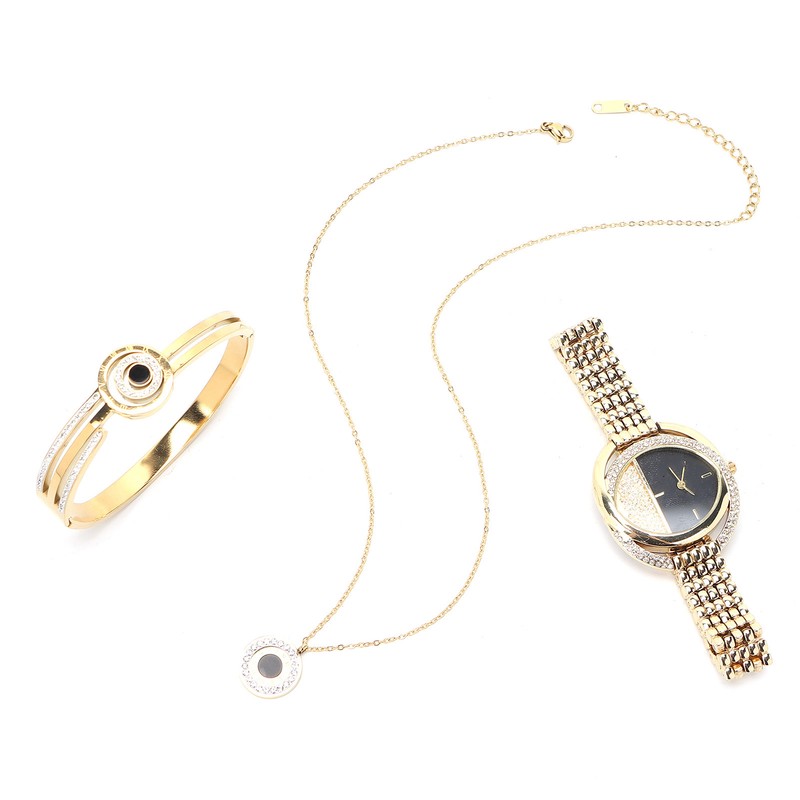 Business Style Women Watch Bracelet Necklace Set Anniversary Birthday Gift