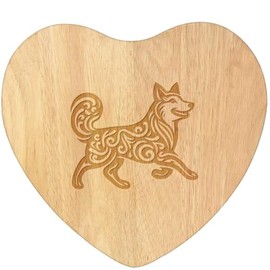 'Swirl Pattern Dog' Wooden Heart Shaped Chopping/Cutting Board (WB00078747)