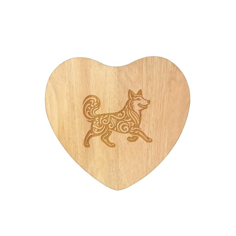 'Swirl Pattern Dog' Wooden Heart Shaped Chopping/Cutting Board (WB00078747)