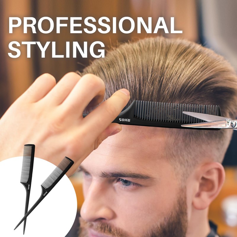 RHOS Rat Tail Combs for Parting, Fine Tooth Teasing Comb