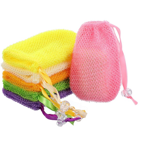 JIEYAO 6 Pack Mesh Soap Bags, Exfoliating Soap Saver Pouches