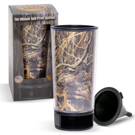 Mossy Oak Shadow Habitat by Spit Bud - The Ultimate Spittoon for Chew - Portable Dip & Snuff Cup with Lid, Pop Tab, Spill-Proof Funnel, Can Cutter & Holder - Fit in Cup Holder - Hold 8oz -Made in USA
