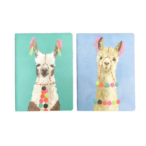 Whimsical Festive Llama's Set of Two Lined Novelty Notebooks