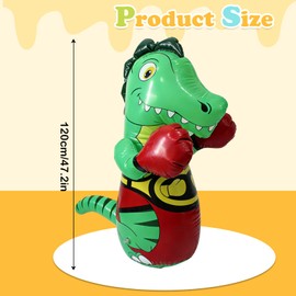 Inflatable Tumbler Dinosaur Punching Bag, 47" Blow up Boxing Dinosaur,Bounce Back Dino Thickened Boxing Bag for Adults