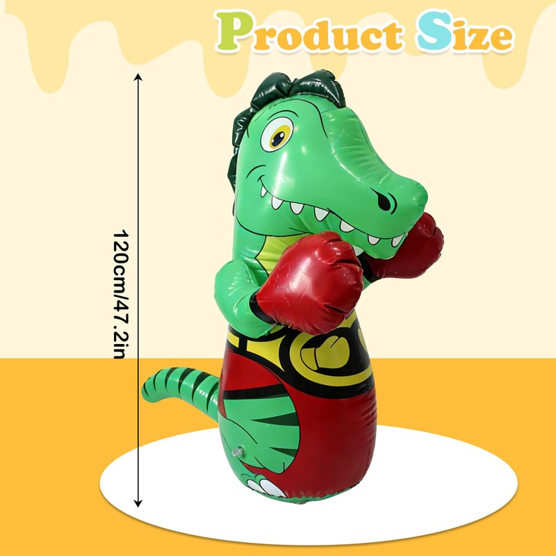 Inflatable Tumbler Dinosaur Punching Bag, 47" Blow up Boxing Dinosaur,Bounce