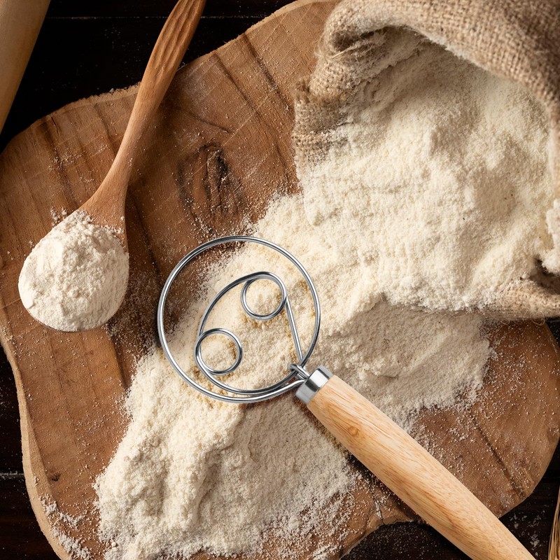 FRUHLING Dänischer Teig Schneebesen Eierschläger Holzgriff Mixer Teigbesen Teigmischer Edelstahl