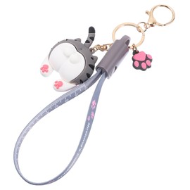 CAXUSD Portable Hanging Keychain Data Cable Cute Cartoon Design Compatibility for Safe Charging of Smartphones and Tablets Grey