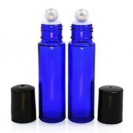 WOIWO 12PCS 5ML Cobalt Blue Glass Micro Mini Roll-on Glass Bottles With Stainless Steel Roller Balls And Black Cap For Essential Oil Perfumes Lip Balms