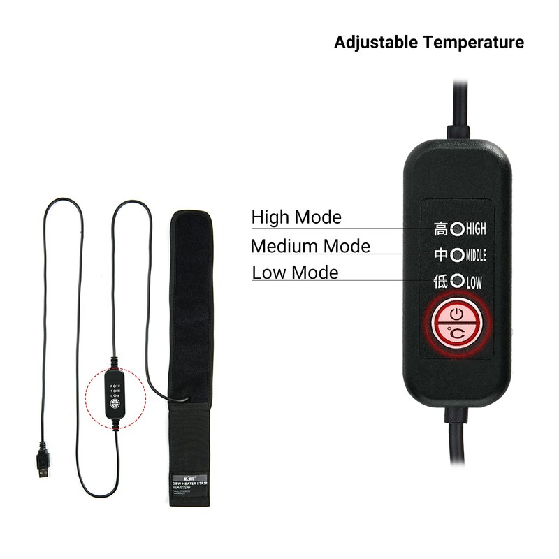 USB Lens Dew Heater, Lens Warmer Strip with Temperature Regulator