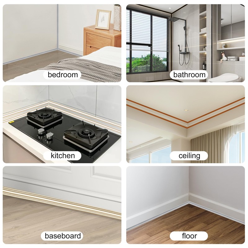JUNART TPE Skirting Board Trim, Flexible Caulk Strip Moulding Trim,