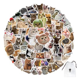 HDGSAFD 100 Cat Stickers, 1 Storage Bag, Funny Cat Stickers, Waterproof Stickers, Cute Sticker Set, Suitable for Notebooks, Luggage, Skateboards